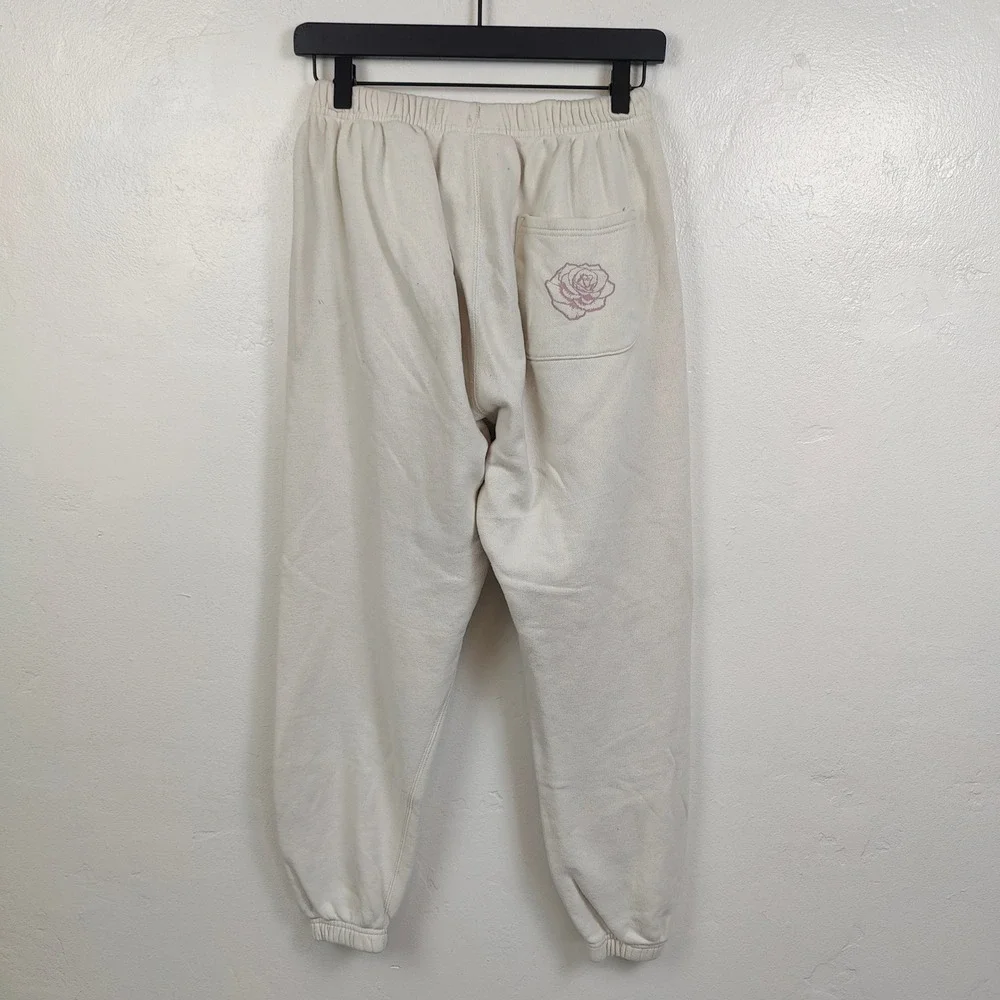 YoungLA Young Ambitious Club Pants Mens Medium Cream Graphic Joggers Gymwear
